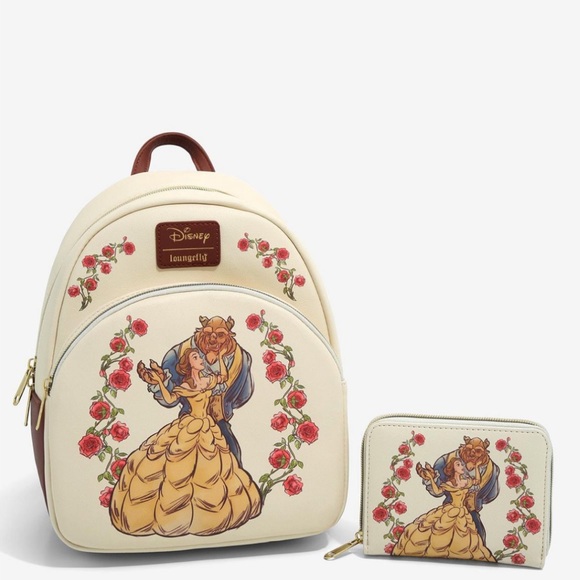 Loungefly Handbags - Loungefly Disney Beauty And The Beast Couple Dance Rose Wallet/backpack.NWT